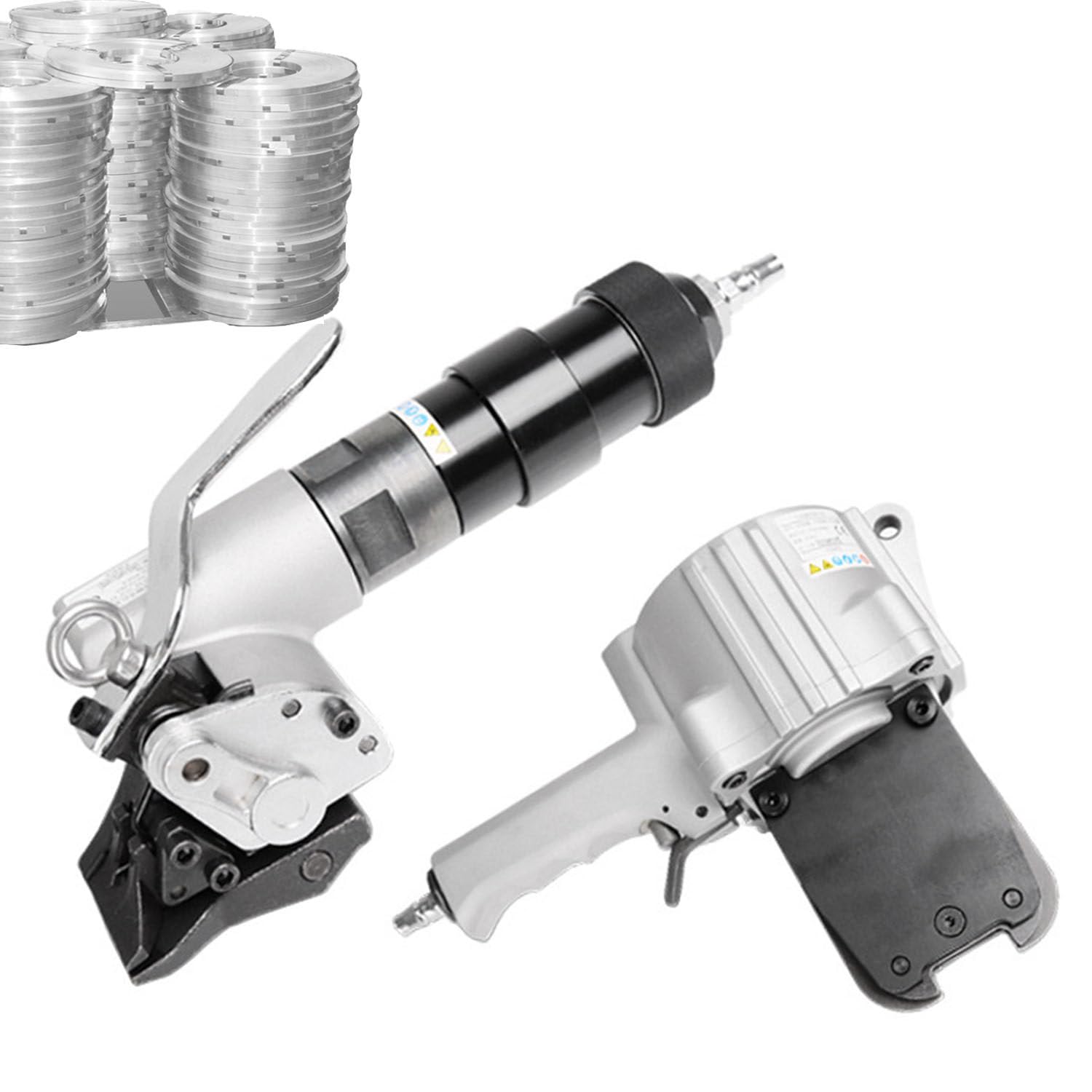 IUokLU Pneumatic Steel Strapping Machine,Rebar Pipes Pneumatic Bundling Packaging Machine,Tensioner and Cutter Sealer Heavy Duty Baler,for 19mm/25mm/32mm Width (25mm)