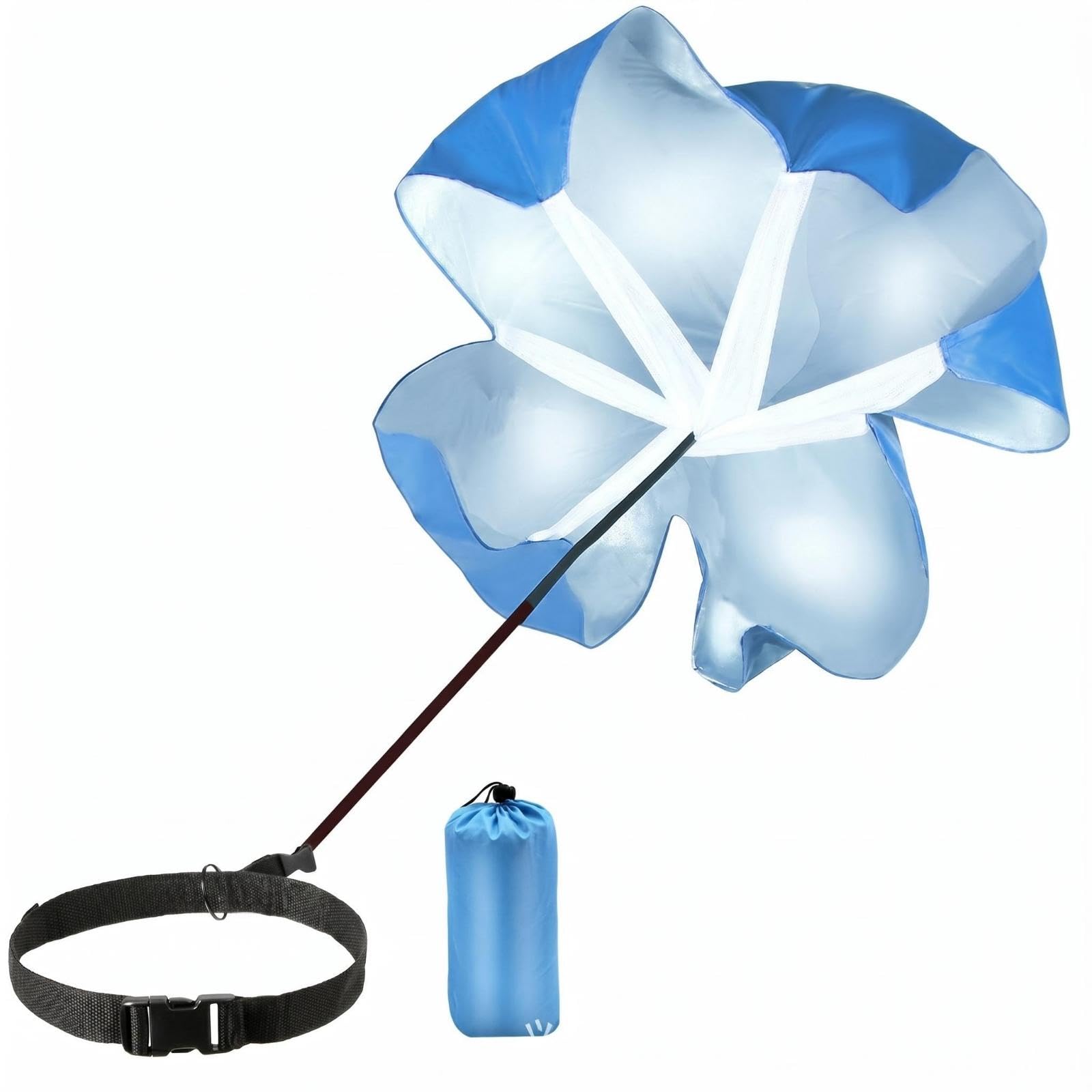 Sprint Training Parachute Foldable Sprint Parachute Lightweight Running Drag Parachute for Football Athletes, Athletes Blue Single para Belt-image-30