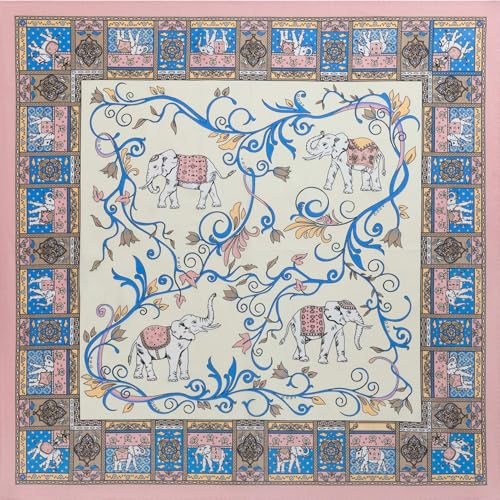 Foulard Roeckl Lucky Elephant Nicki pastel : l'excellence d'un carré de prestige 53 x 53 cm