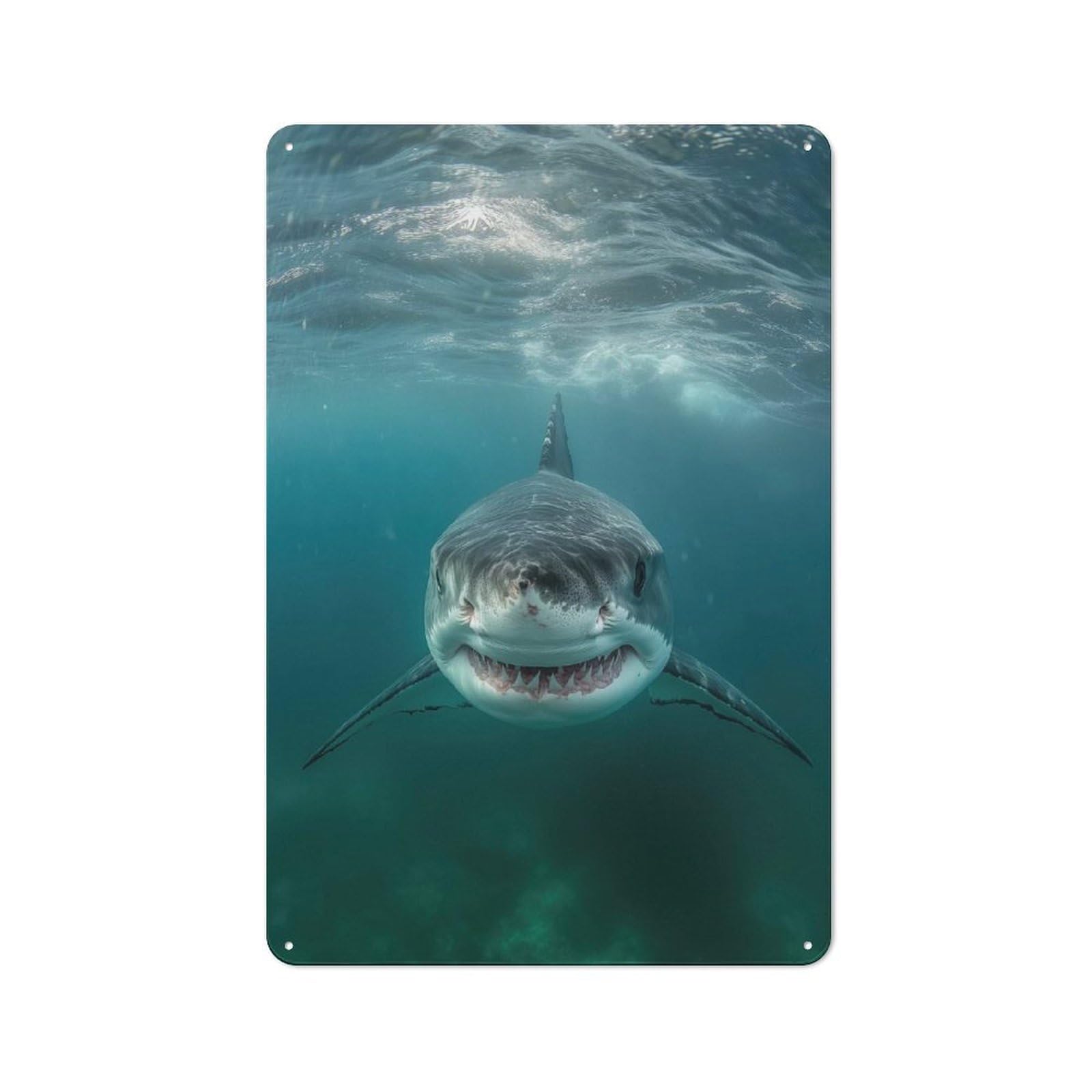 Junmoney Great White Shark Rustic Tin Wall Plaque 30X20cm For Bar Or Restaurant, For Vintage Wall Decor Fans, For Garage And Workshop Walls