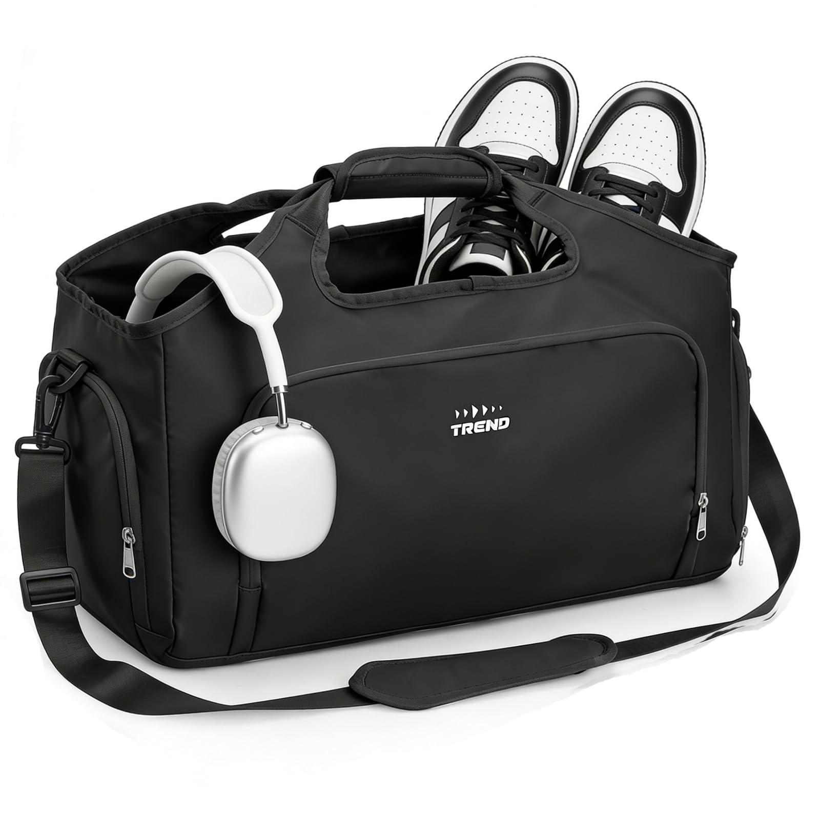 Mens Sports Gym Bag with Wet Pocket & Shoe Compartment,Travel Duffle Bag for Men and Women Overnight Bag with Padded Shoulder Strap, Water-Resistant Sports Holdall for Swimming