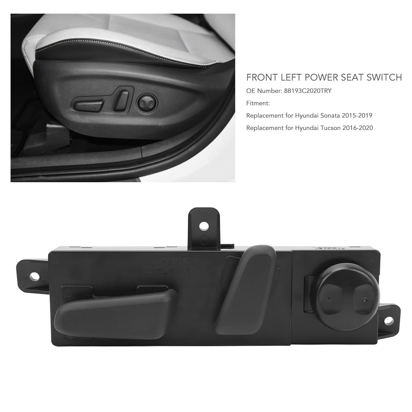 Qiilu 2018 For Sonata Driver Seat Power Switch, 5-Position Push Button, Manual Operation, Popular Color, 88193-C2020TRY