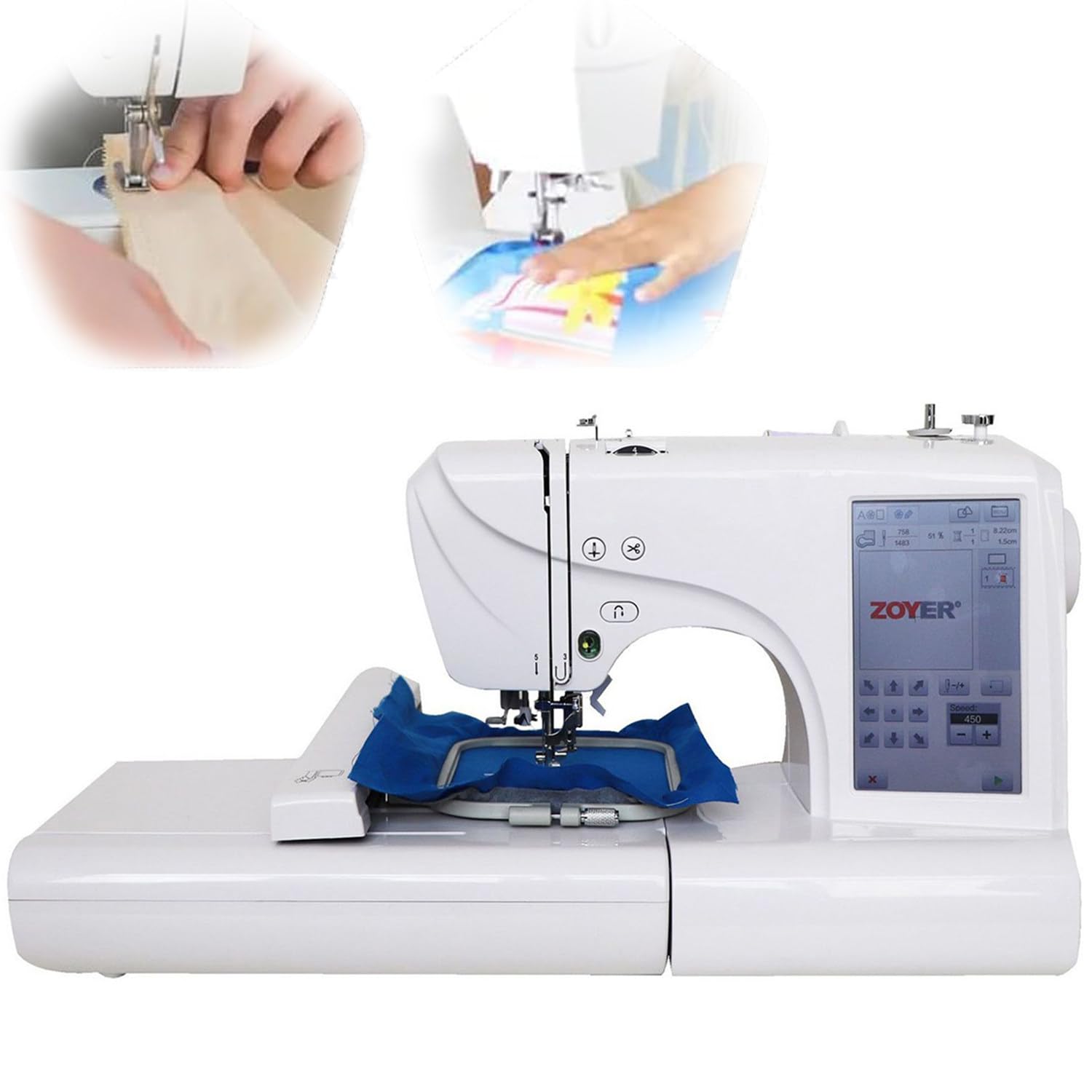 Qiang Bordadora Digital Máquina De Coser Y Bordar Eléctrica con Pantalla LCD De 7 '' Y Puerto USB Herramientas De Bordado DIY,Deja Que Tu Creatividad Se Exprese con Elegancia