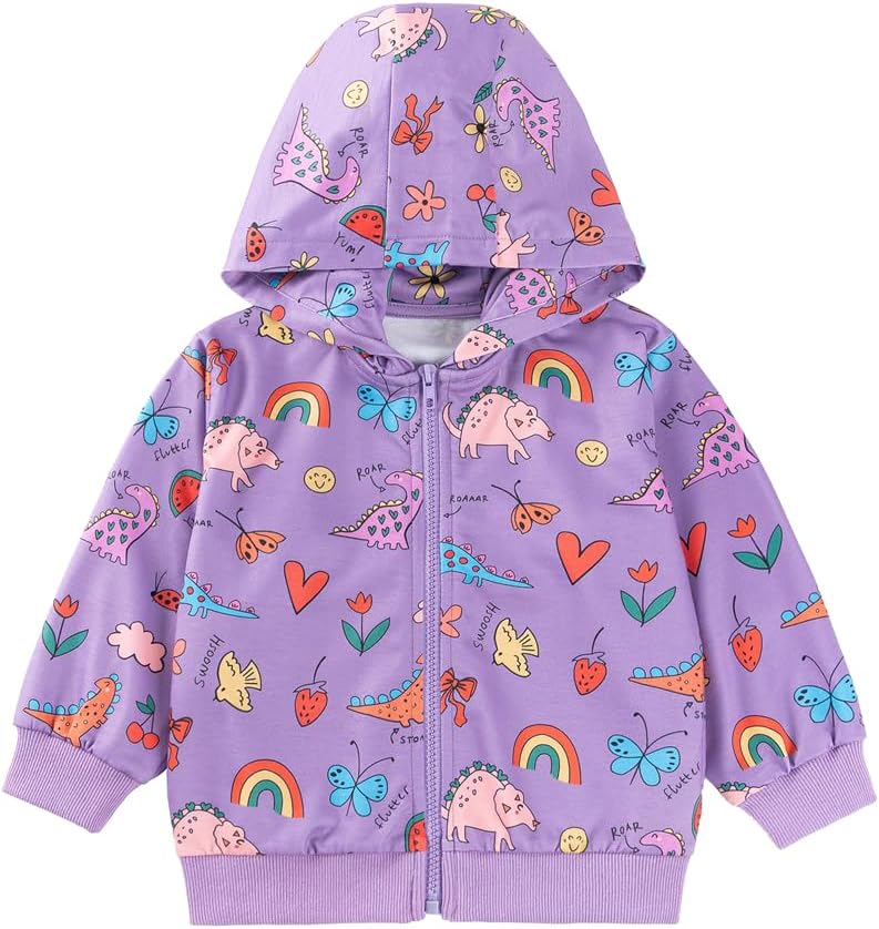 Jackets for Girls Zip Up Hoodie for Toddler Girl Kids Sweatshirt Clothes Cotton Lightweight Outerwear Top Fall Age 1-7 Years