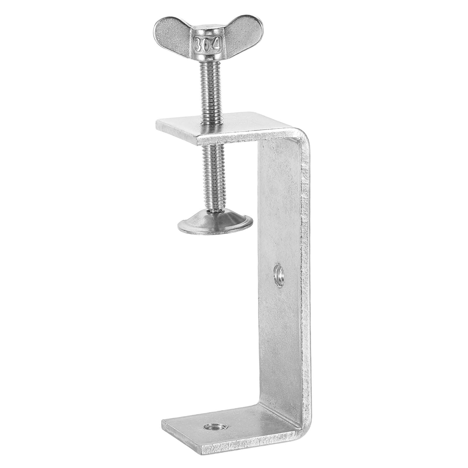 sourcing map 304 Stainless Steel C Clamps 100mm Square Mini Tiger Clamp Adjustable Heavy Duty Metal U Clip with Press Screw for Woodworking Welding Mounting, Silver