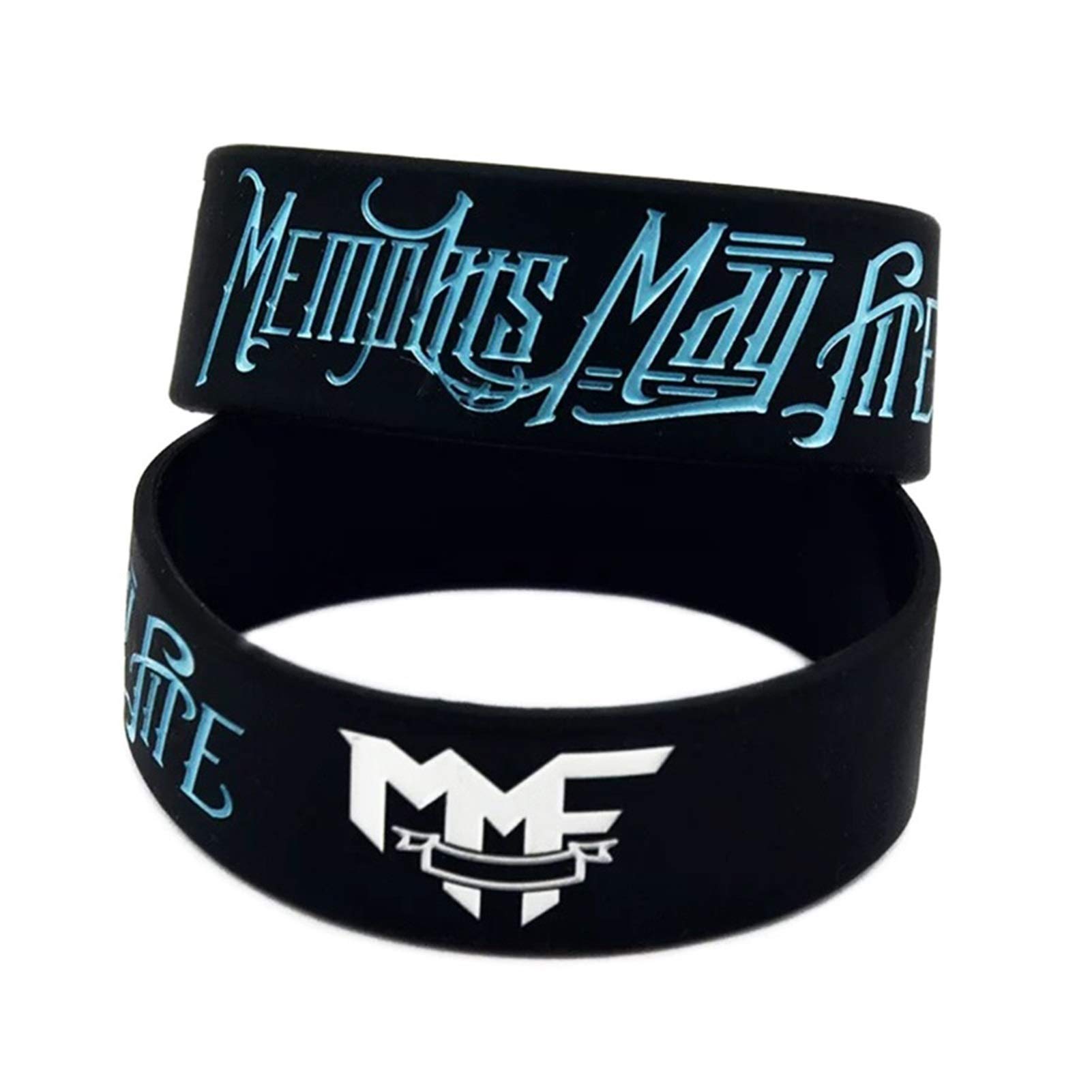 Silicone Bracelet,"Memphis May Fire" Heavy Metal Rock Band Sports Silicone Bracelet, Single Wide Version Of Silicone Soft Bracelet (Color : Black)