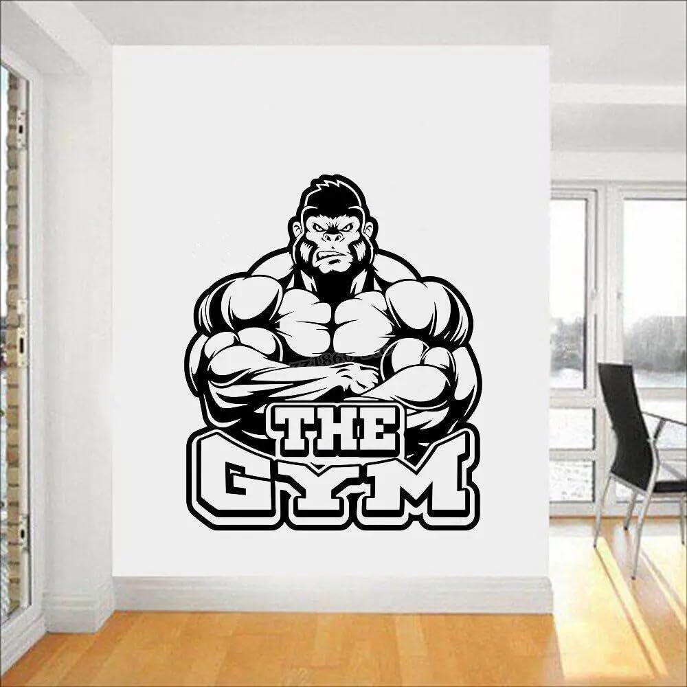 Gym Sign Vinyl Wall Decal Gorilla Beast Mode Gym Sign Wall Sticker Home Gym Wall Decor Fitness Workout Decals Poster 57x69cm