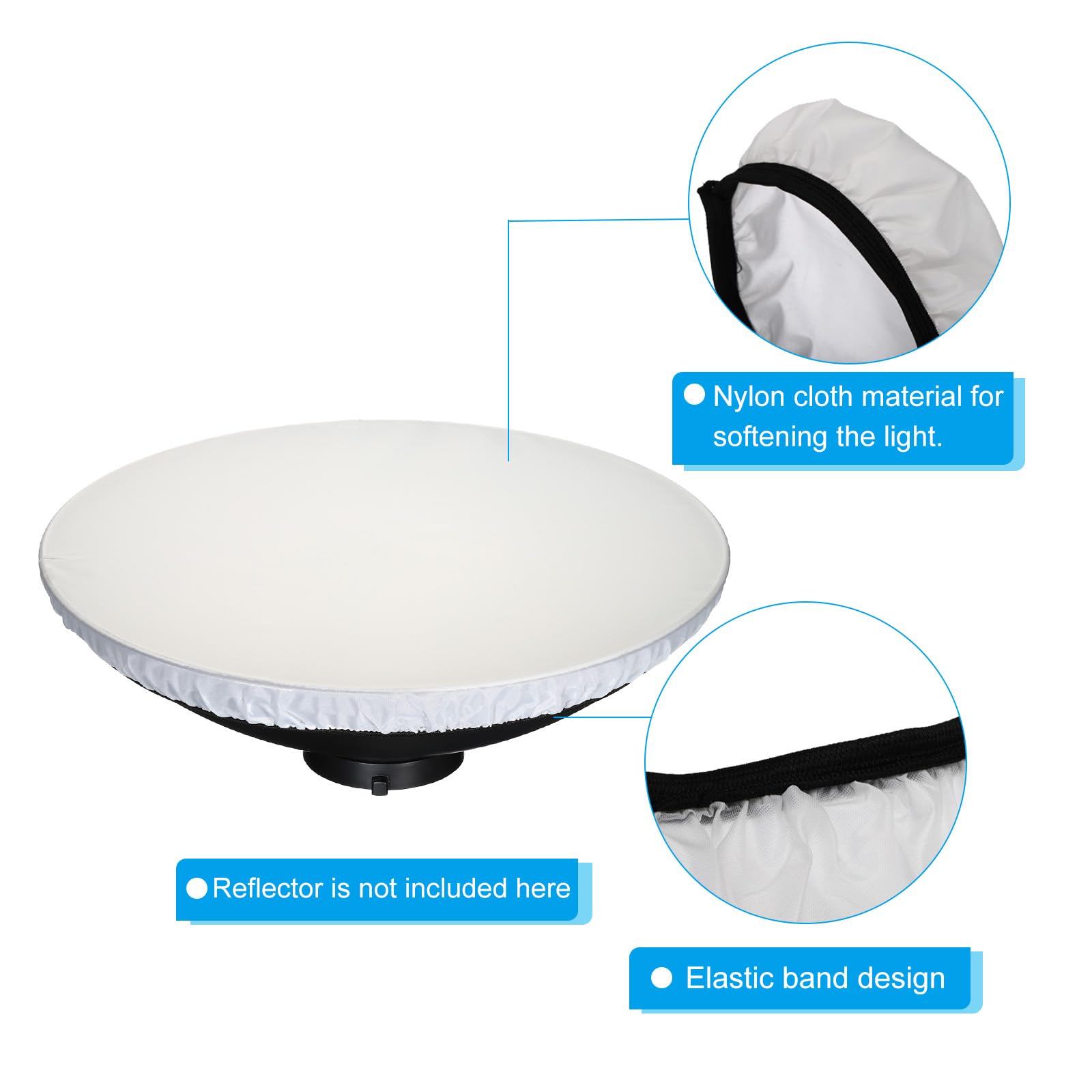 PATIKIL 17" 42 cm miękki dyfuzor lampy, tkanina dyfuzorowa stroboskopowa reflektor lampa błyskowa światło piękno płaskie studio fotograficzne, białe