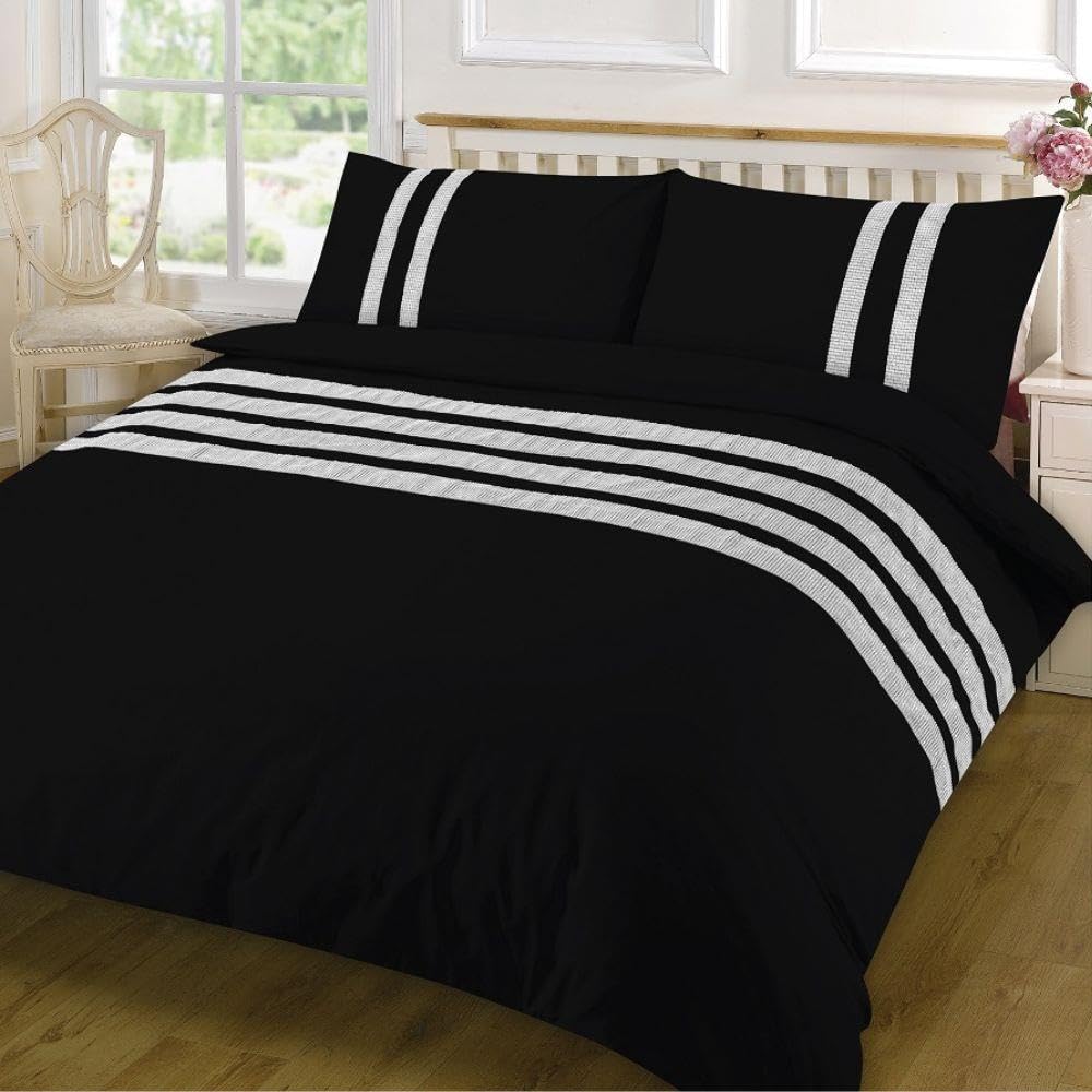 Kampala Hill Lace Dia Duvet Cover Set Luxury Super King Black Bedding Set 100% Egyptian Cotton Percale 200 Thread Count