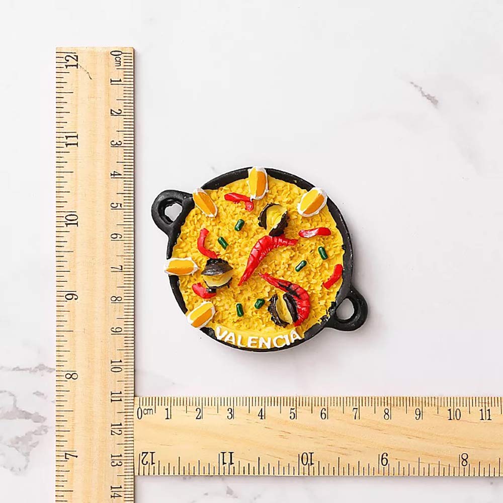Calamita Da Frigorifero 3D Paella Valencia – Souvenir Spagna, Magnete Artigianale In Poliresina, 7,6x5,7 Cm - 2