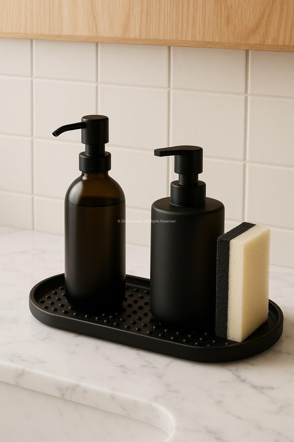 Busstier Silikon Yağdanlık ve Sıvı Sabunluk Altlığı 24x12 cm Kaymaz Isıya Dayanıklı Kolay Temizlenebilir Mutfak ve Banyo Tezgah Koruyucu Çok Amaçlı Şık Tasarım