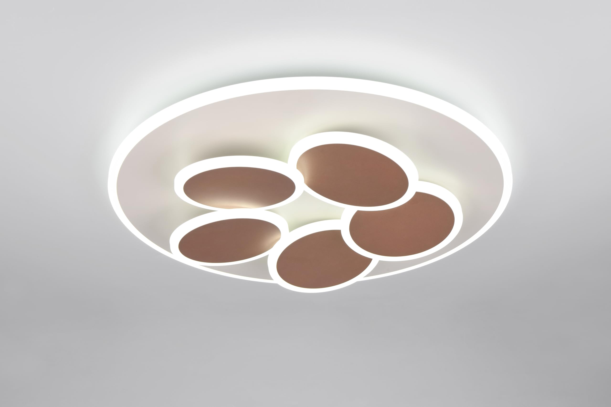Trio Leuchten LED Deckenleuchte Mandala 653210676, Metall Warm Grey/Coffee, inkl. 35 Watt LED, Fernbedienung, Switch Dimmer, Lichtfarbe einstellbar, Timer, Nachtlicht