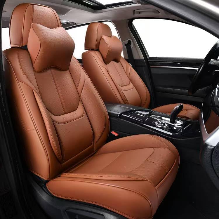 Auto Car Seat Covers Accessories Front Seat Leather Cushion Protector Breathable Waterproof Seat Cover for Cars Universal Fit 7 Colors (Brown, Front Pair)