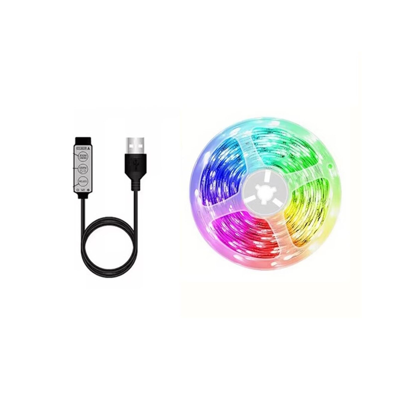 Tira de luces LED USB RGB 2835, Control por aplicación Bluetooth, cinta que cambia de Color, longitudes múltiples for decoración de habitación, retroiluminación de TV(3keys controller,30leds-30M)