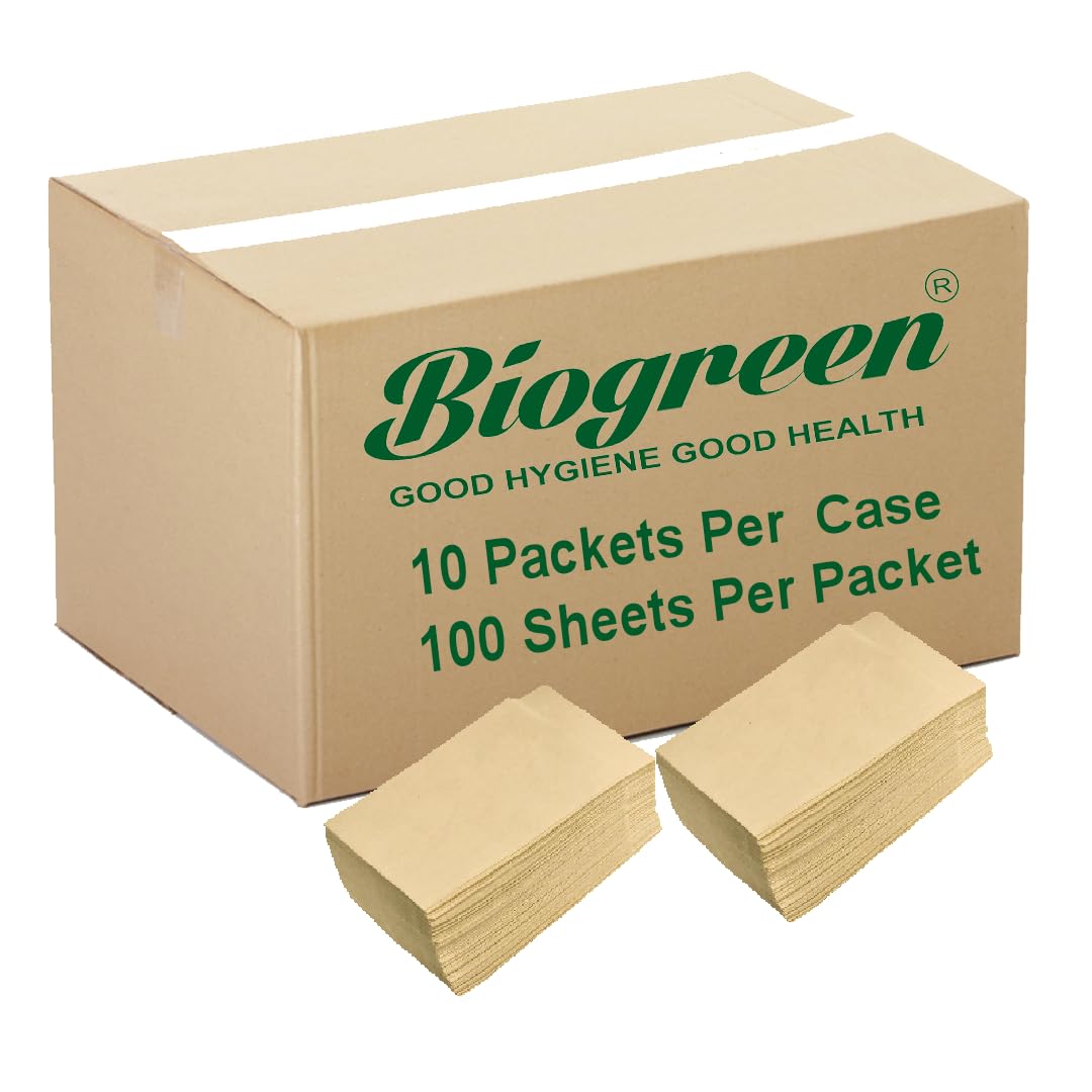 Biogreen L-fold/Table Top Paper Napkin unbleached Refill - 1000 Sheets || Pack of 10 PKT