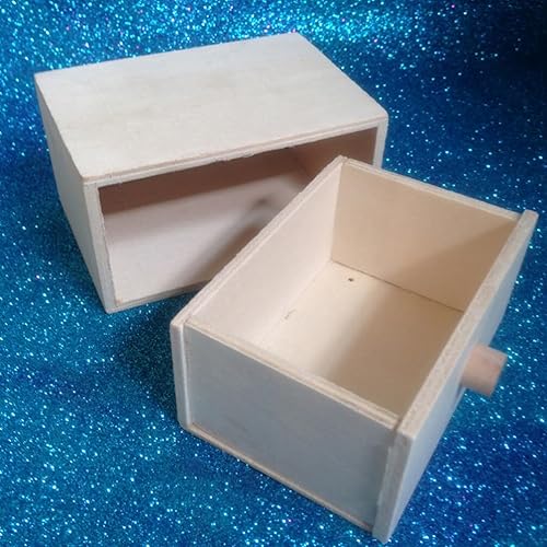 Miniatura 4 de EXCEART Caja de cajones de madera sin terminar sin pintar, caja de joyería de madera lisa en blanco, cajones pequeños de madera apilables, cajón de