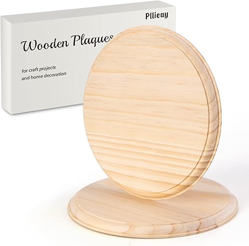 Pllieay 2 placas redondas de madera de 7 pulgadas sin terminar, base de exhibición de madera para proyectos de manualidades