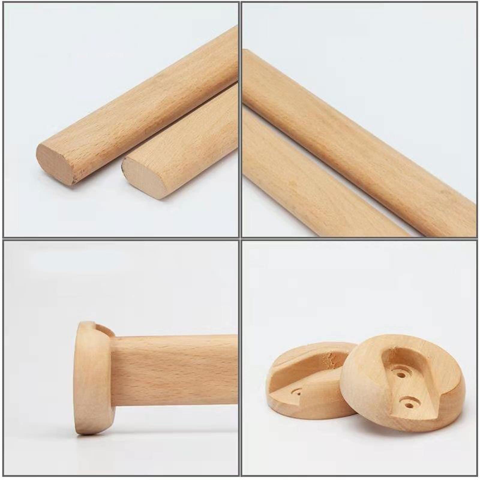 Melairya Tringle de penderie Ovale en Bois Tringle de penderie en Bois Poli avec Supports d'extrémité (Size : 70cm)