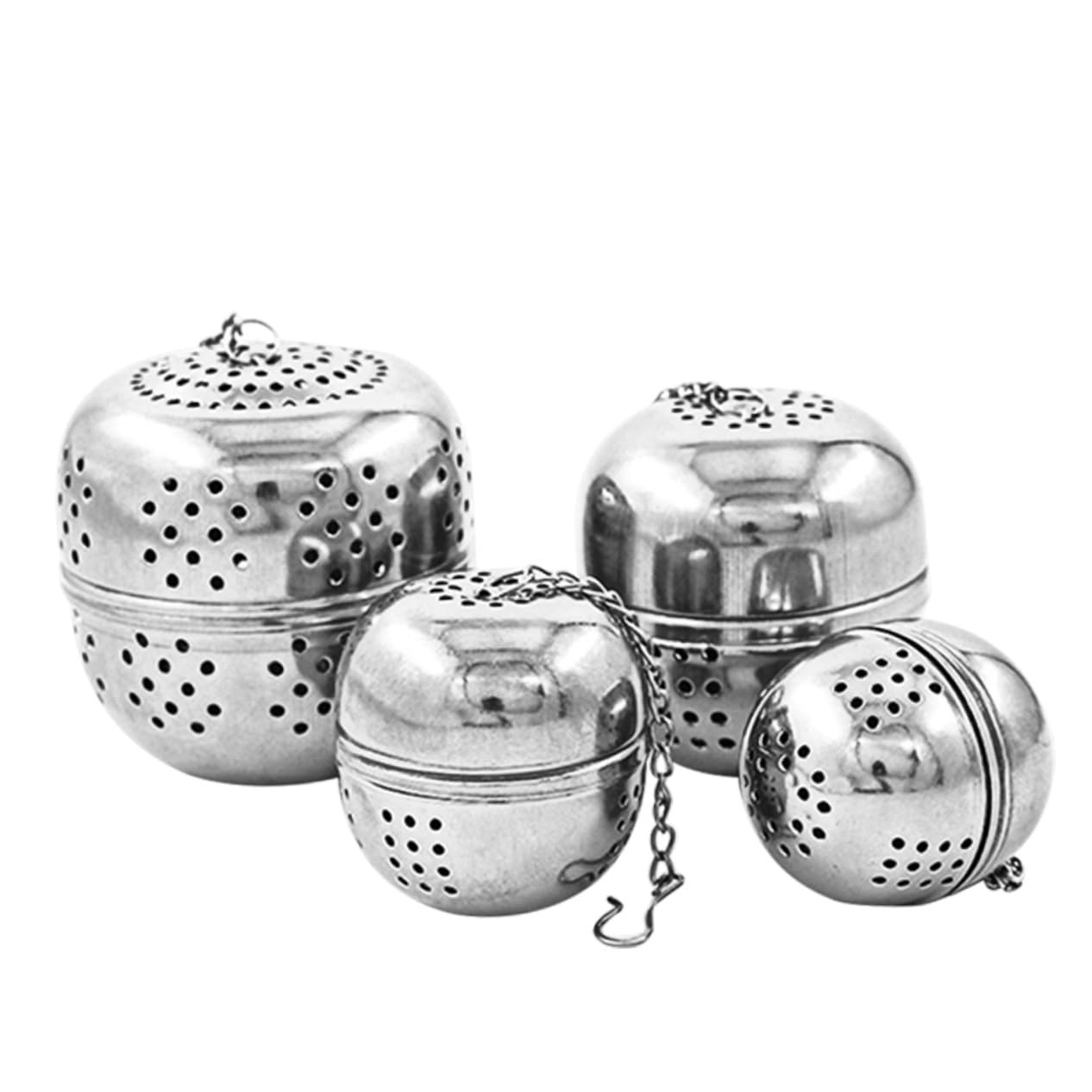 PRETYZOOM 4Pcs Stainless Steel Mesh Strainers for Seasoning Tea Convenient Hook Chain Design Easy to Clean for Hot Pot Loose Leaf Tea