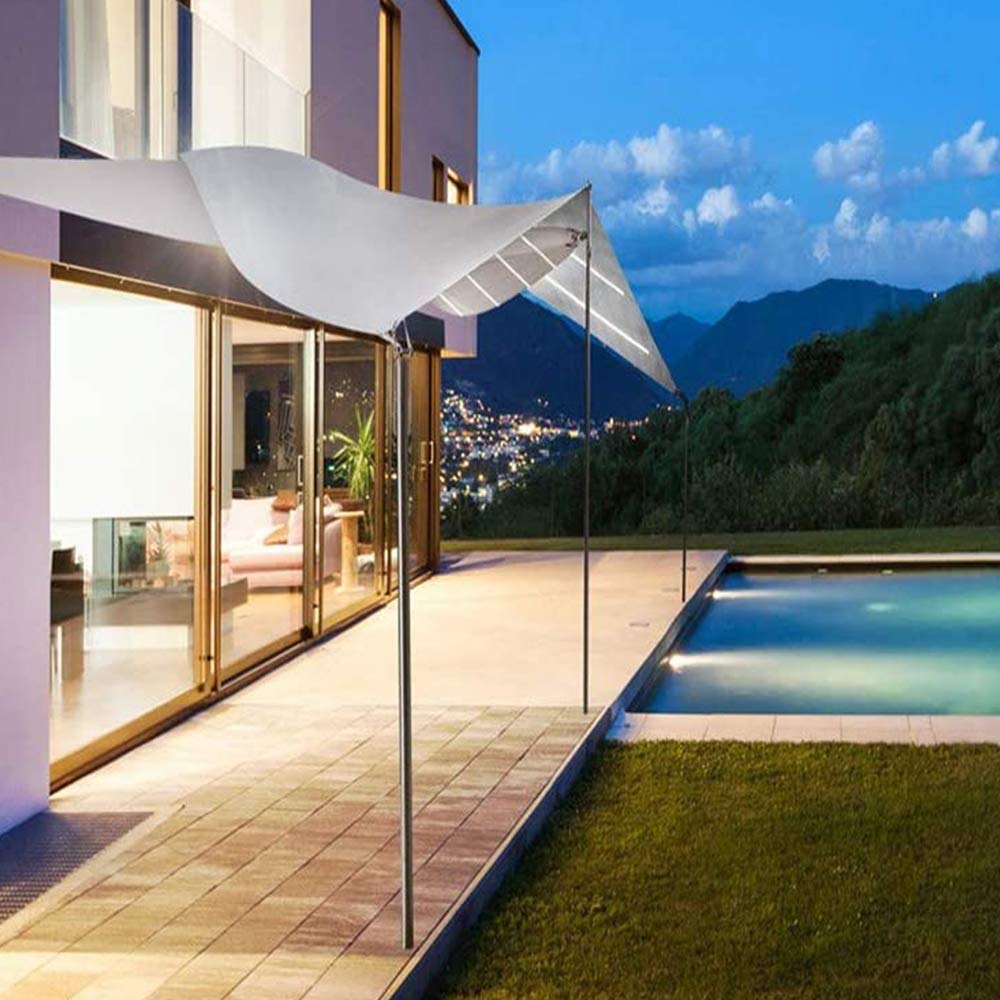 Tenda Parasole Vela Ombreggiante, Protettiva del Sole con Luci a LED, Poliestere Antistrappo, Impermeabile Protezione Raggi UV per Esterni Giardino Verande Terrazza, Grigio,Grigio,2×3m