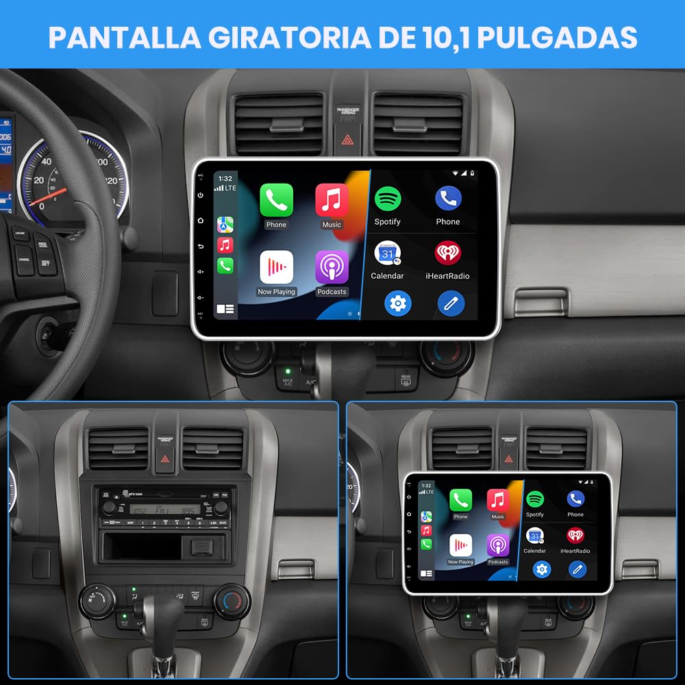 AWESAFE Android 13.0 [2GB+32GB] Radio de Coche 1 DIN Universal con Pantalla Táctil Giratoria de 10.1 Pulgadas, con Carplay/AndroidAuto/Mandos de Volantes/WiFi/GPS/Bluetooth/DSP/RDS/USB/FM/MirrorLink
