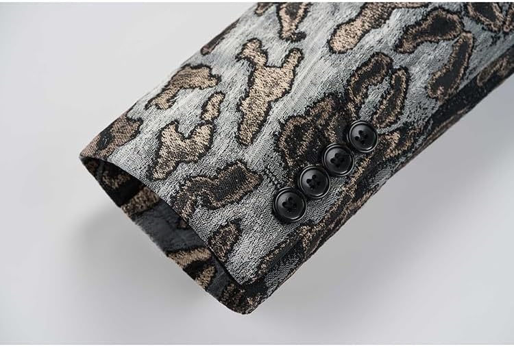 Luxurious Gold Leopard Print Wedding Suits for Men Blazer Shawl Lapel One Button Flap Pocket Evening Party Formal