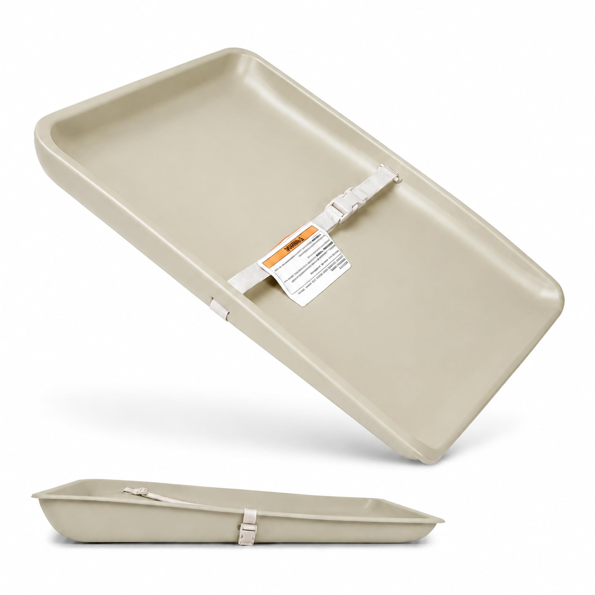 Cambiador de bebé, cambiador portátil de poliuretano, impermeable, fácil de limpiar con hebilla ajustable, parte inferior antideslizante (beige)