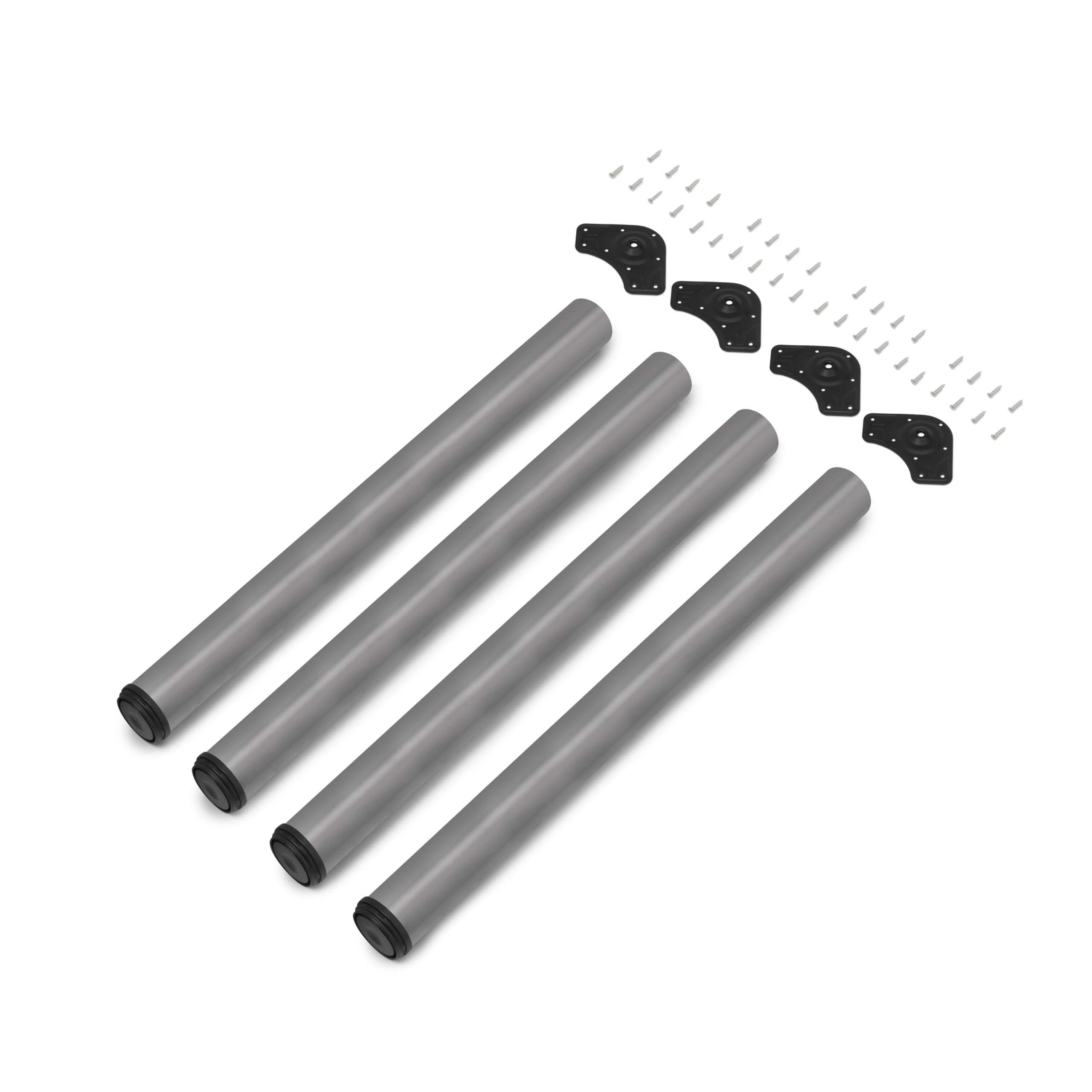 Emuca - Adjustable table leg Ø60x710mm (Ø2,36x27,9 inch), height adjustment 710-730mm (27,9-28,7 inch), steel, silver grey