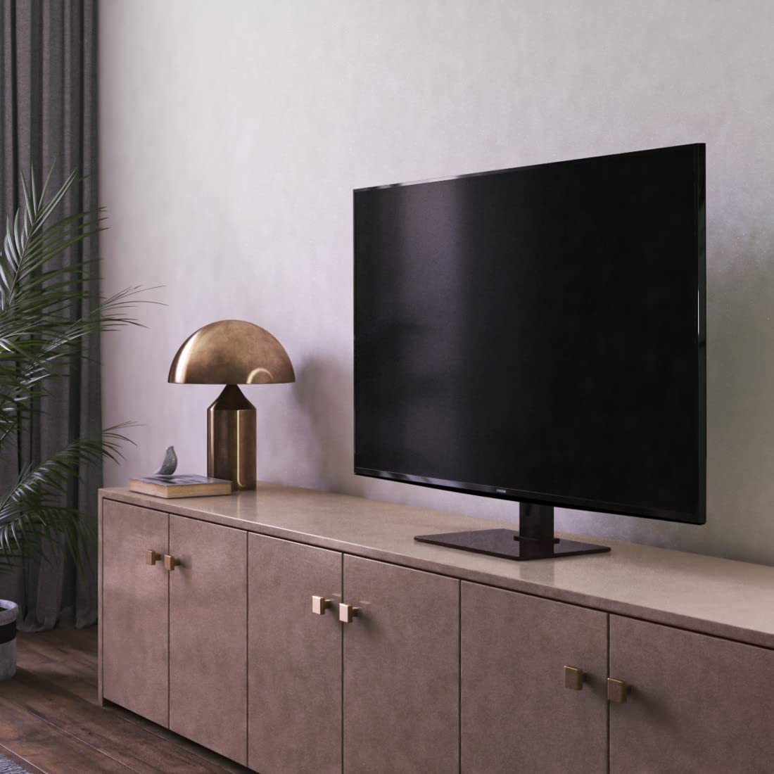 Hama Support TV sur Pied Pivotant 60° Réglable en Hauteur Garantie 10ans (Socle pour TV 32 à 65 Pouces, Base en Verre trempé, Cache Cables, jusqu'à 40kg, VESA jusqu'à 600 x 400) Noir