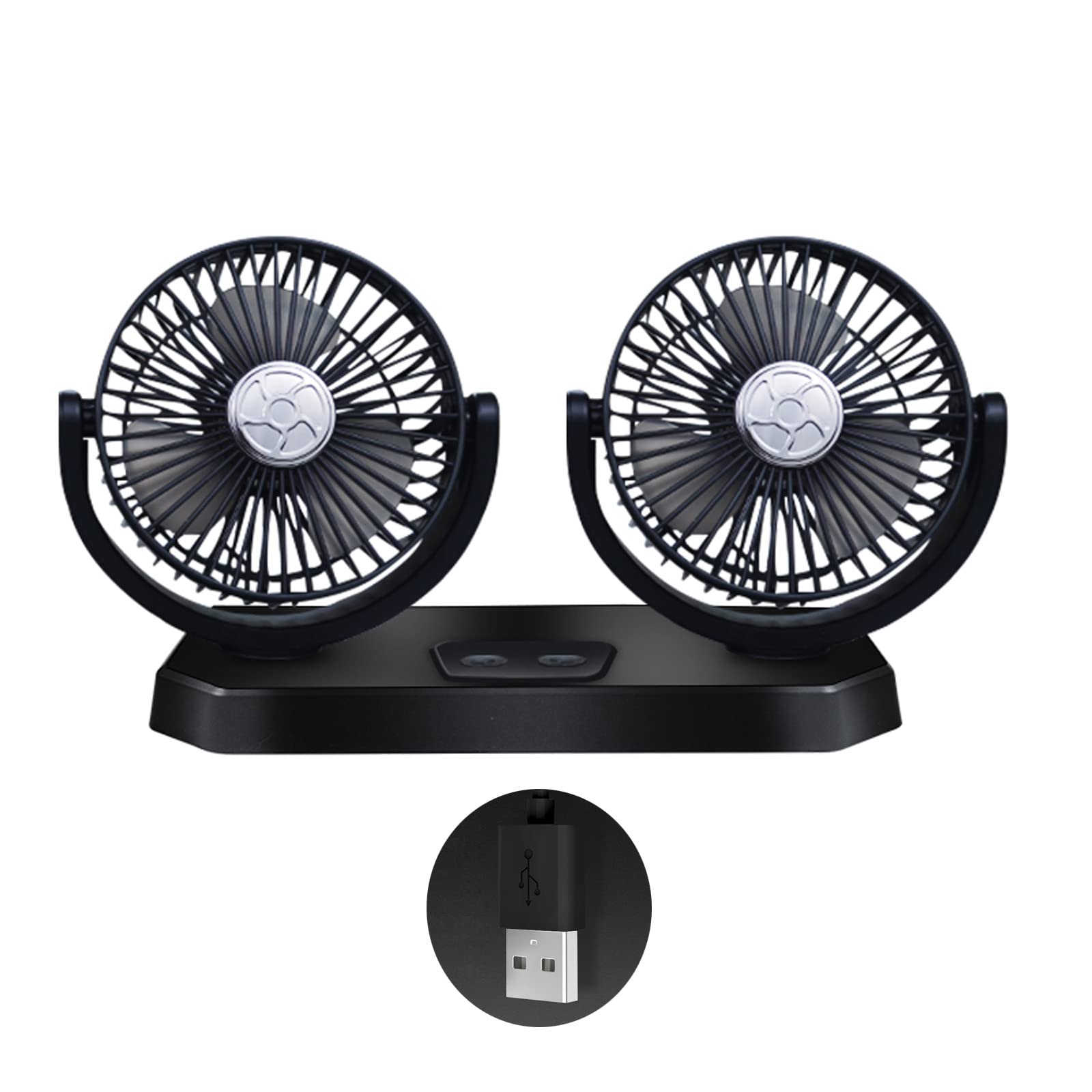 Ventilateur de voiture USB double tête pour éliminer la chaleur sans climatisation