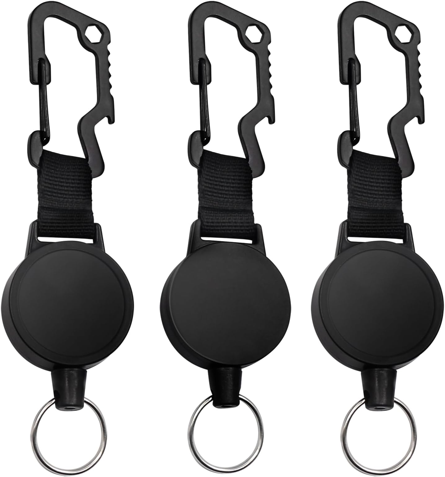 Retractable Keychains, 3 Pack Heavy Duty Retractable Badge Reels with Multipurpose Metal Carabiner, Extendable Keychain with 60cm Steel Wire Rope,10 oz