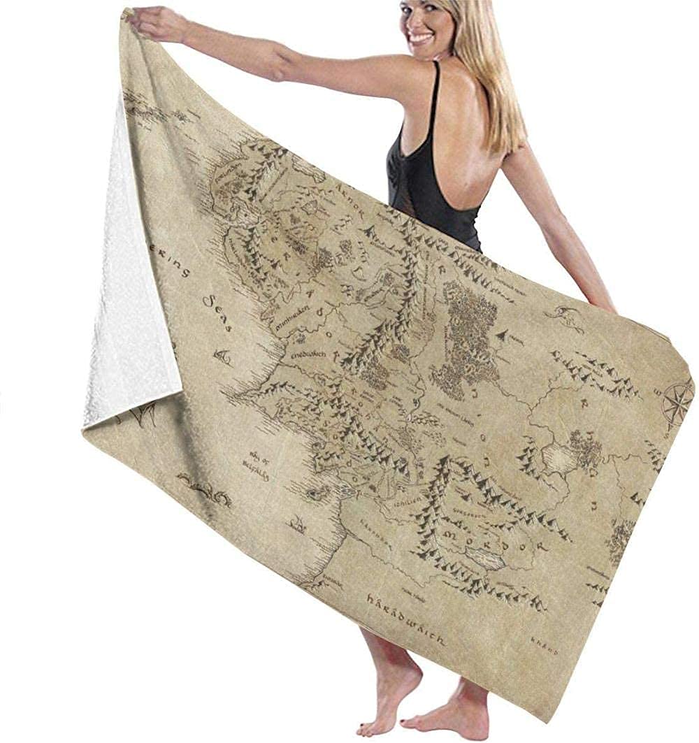 FGTYH Beach Towel Large Bath Towel Lord of The Ring 3D Printing Lightweight Soft Absorbable Travel Towels Sports Bath Washcloth for Bedroom Swim Pool 130x80 cm