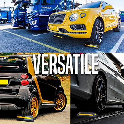 image for Zento Deals Rubber Parking Tire Guide Blocks Premium Quality Wheel Sto