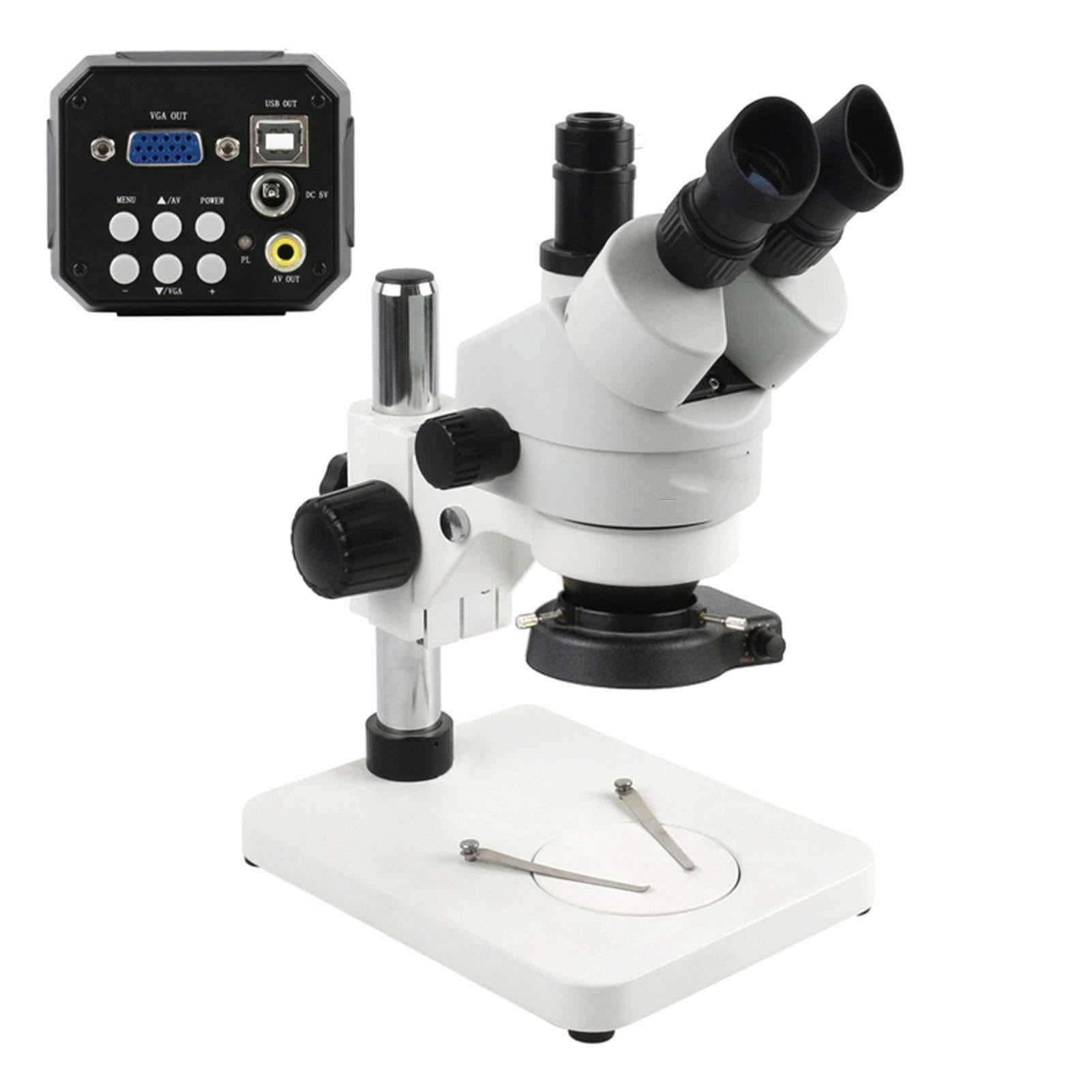 Trinocular Stereo Microscope, Ciągła Zoom 7x-45X USB TV Digital Industrial Video Mikroskopa Kamera +144 LED Light, Ciężki obowiązek