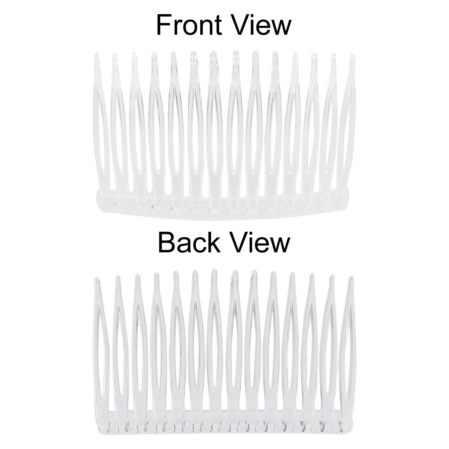 Paquete de 20 peines laterales de plástico transparente con dientes largos, horquillas, pasadores, abrazaderas, lazos para mujer, velo de boda, decorativo, tocado francés, accesorios para moño