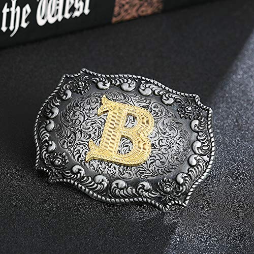 Image of HUABOLA CALYN Belt Buckle Men, Western Cowboy Rodeo Small Alphabet Letter ABCDMRJ to Z Initial Belt Buckles for Women