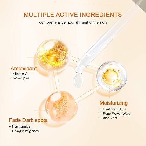 Miniatura 3 de NEUTRIHERBS Suero de vitamina C para cara con ácido hialurónico, corrector de manchas oscuras, cuidado diario de la piel, suero facial iluminador e