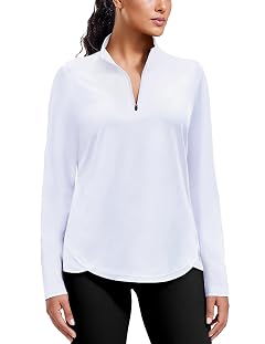 PINSPARK Workout Tops for Women Long Sleeve Athletic Shirt Quarter Zip Running Shirts Stretchy UPF 50 Yoga Hiking