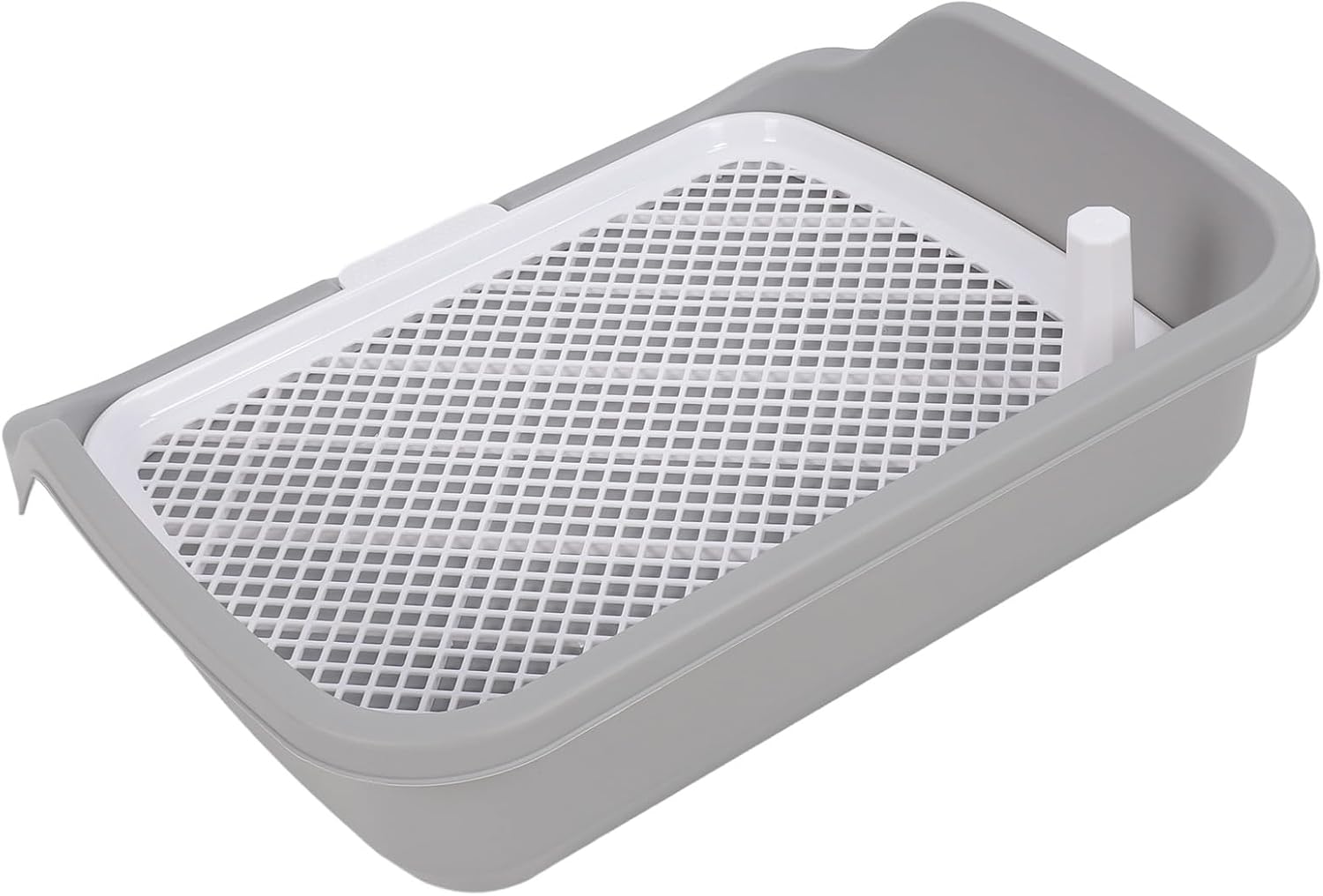 Multifunctional Dog Toilet Tray Stylish Mesh Training Pad Holder with Guard 21.26x17.72x5.12in Small Animal Potty Trainer Box (Gray)