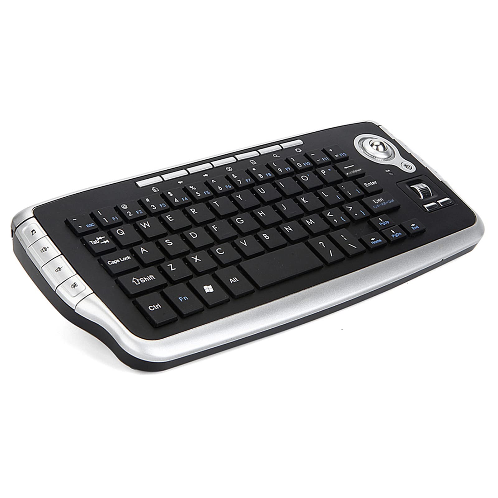 E30 2,4 GHz Tastiera Wireless con Trackball Mouse Ruota di scorrimento Telecomando per Android TV Box Smart TV PC Notebook Argento