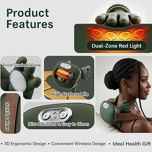 Miniatura 6 de Masajeador de cuello Shiatsu calentado similar al humano con dedos, masajeador portátil inalámbrico de cuello y hombros, masajeadores eléctricos