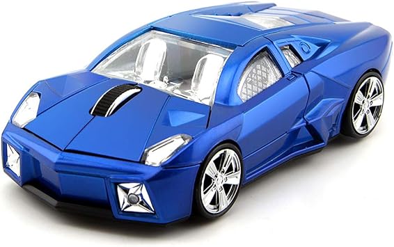YOCUNKER Car Shape Wireless Mouse, 2.4GHz Optical Cordless Mouse Sports Car Type,Small and Lightweight with USB Receiver/Blue Light Compatible with PC/Laptop/Computer/MacBook Blue