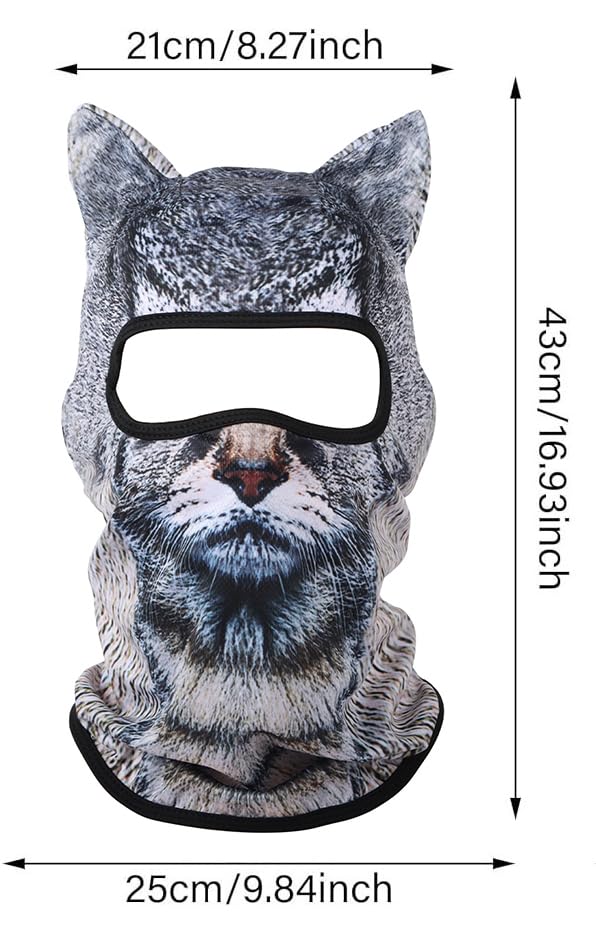 Image of 3D Cat Ski Balaclava Sheisty Face Mask with Ears Cute Animal Ski Mask for Music Festivals Raves Party Outdoor Activities