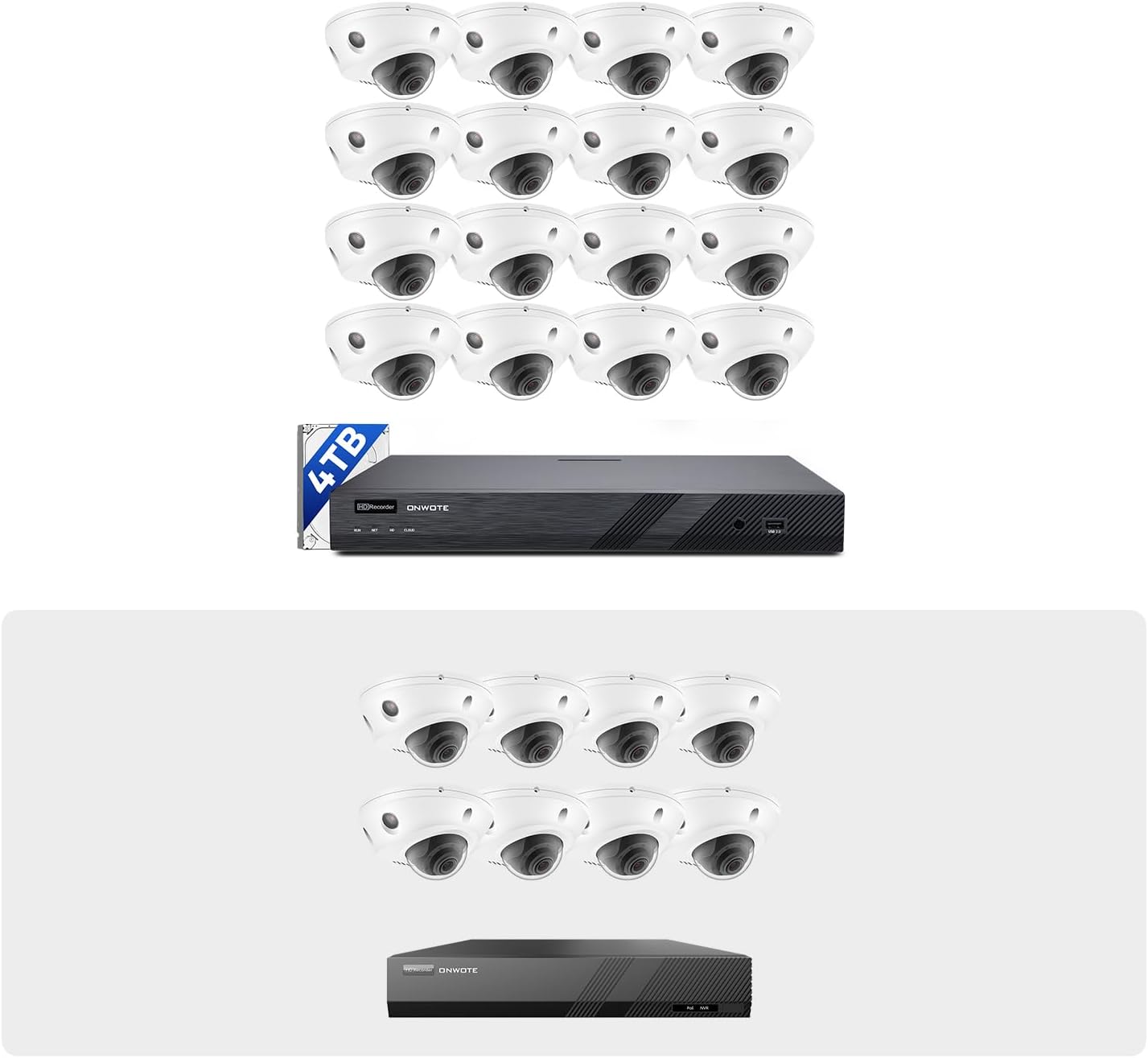 ONWOTE 24 Channel NVR Security Camera System (24) Wired PoE IP Cameras