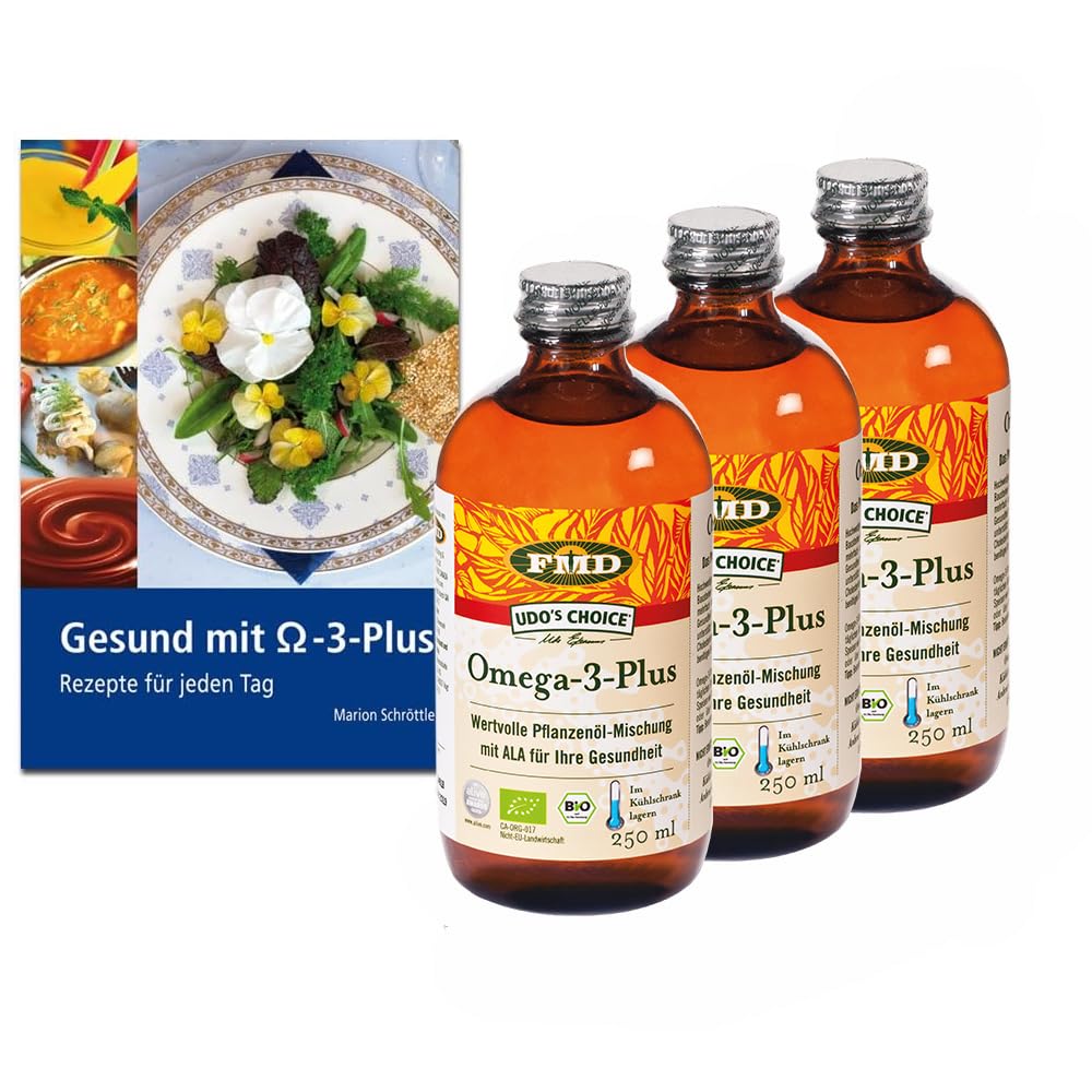 3 x Omega-3-Plus Öl, Bio, 500 ml (je 25,40€) + Rezeptbuch: Gesund mit Omega-3-Plus (gratis)