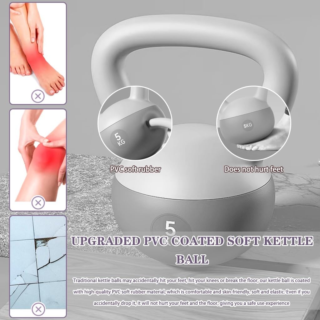 Kettlebell Sporttraining Für Anfänger Kugelhantel, Fitnessstudio-Körperformung Und Gewichtsverlust Weich Kugelgewicht, Trainingsgeräte Für Männer Und Frauen(Pink-8kg)