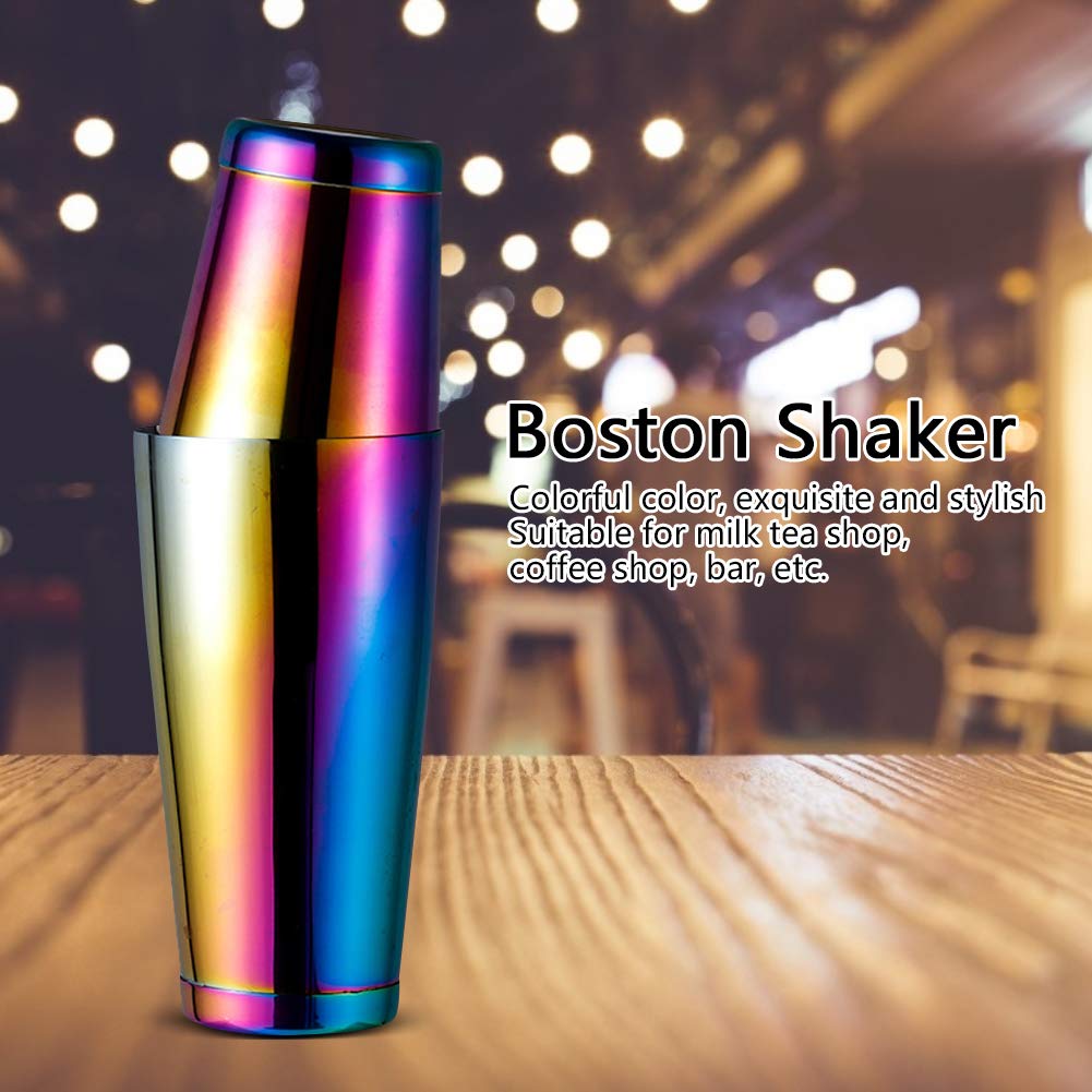 HYWHUYANG 2PCS Rainbow Cocktail Shaker, Colorful Boston Shaker Dazzling Bartender Kit Titanium Plating Premium Stainless Steel Cocktail Tools for Bar, Oktoberfest, Party, Weddings