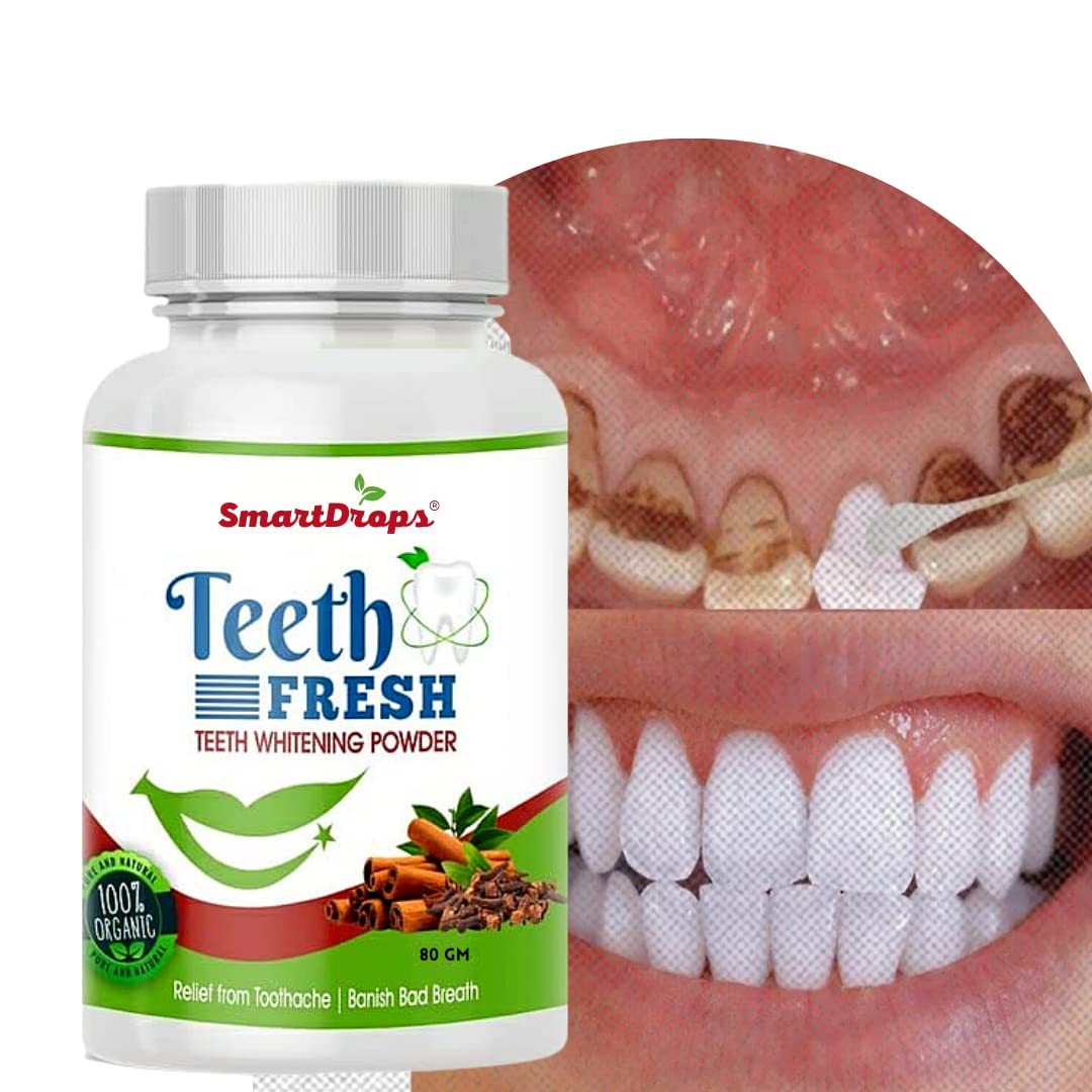 Smartdrops Teeth Whitening Powder, For Shiny Polished Teeth, Improves
