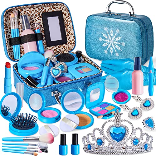 Otthoni Kit de Maquillaje Niñas 3 4 5 Años, Maletin Maquillaje Juguetes de Belleza Cosméticos Corona Joyería Regalo para Princesa 3+Años en Cumpleaños Navidad