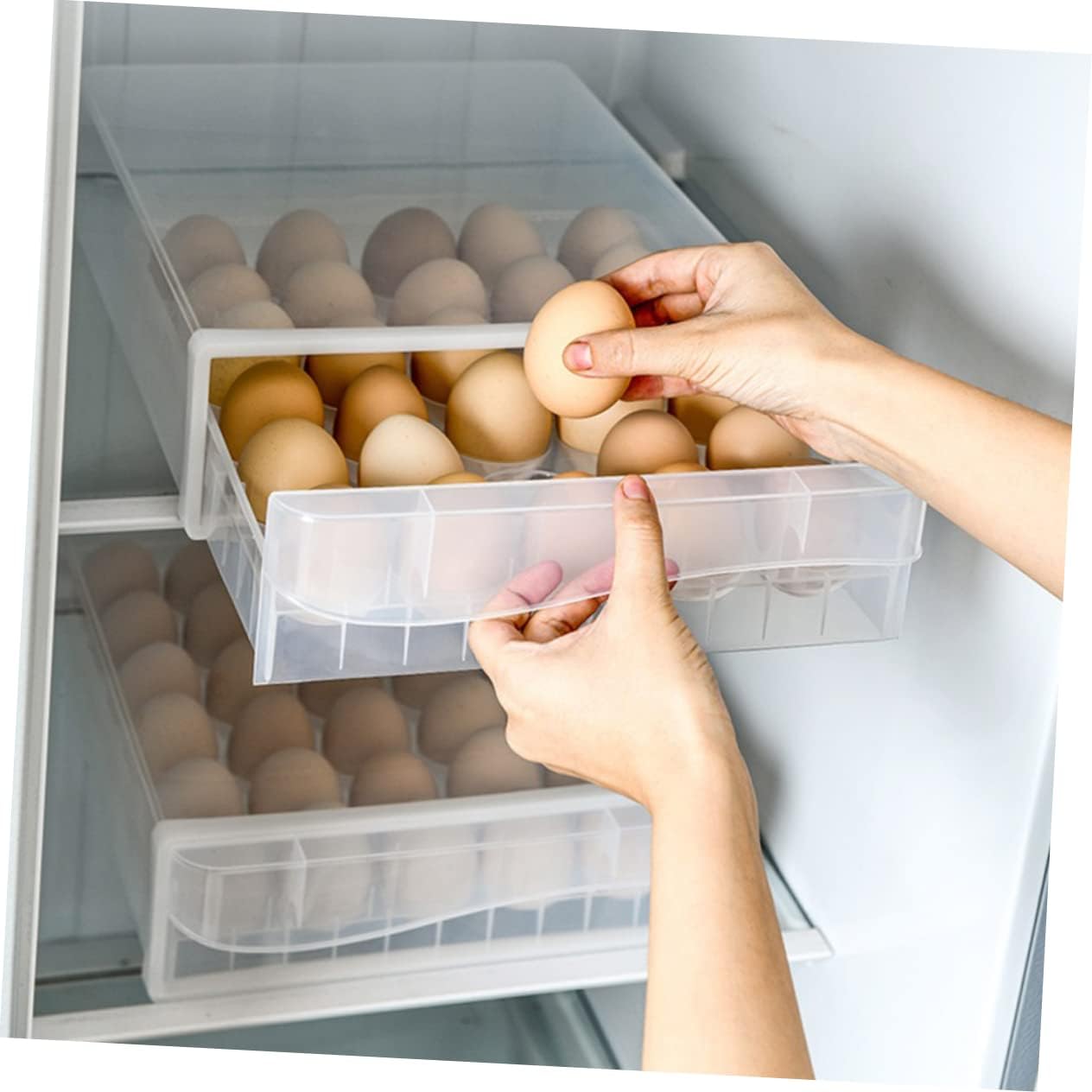 1pc Plastic Egg Organizer for Refrigerator Durable Home Egg Storage Box Transparent Design Space-saving Dumpling Container